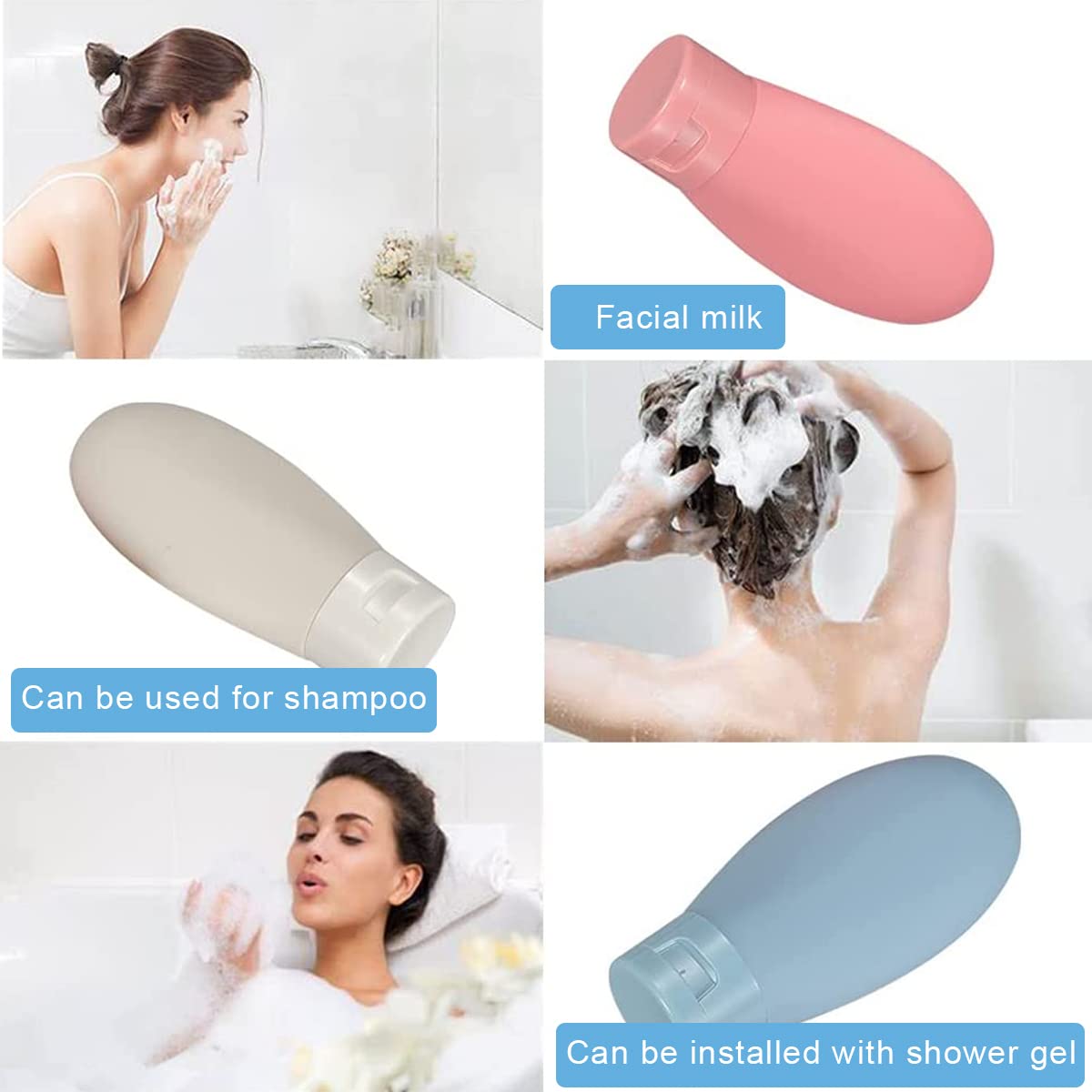 MAYCREATE 3pcs Travel Bottles for Toiletries, 60ML Refillable Plastic Containers with Lid Small Leak Proof Empty Squeeze Bottles Kit for Toiletries, Cream, Gel, Shampoo, Lotion Dispenser MAYCREATE 3pcs Travel Bottles for Toiletries, 60ML Refillable Plastic Containers with Lid Small Leak Proof Empty Squeeze Bottles Kit for Toiletries, Cream, Gel, Shampoo, Lotion Dispenser